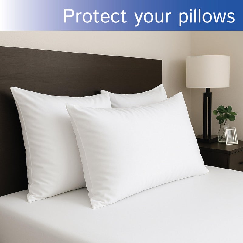Four Seasons Essentials Queen Size Waterproof Pillow Protectors (Set of 2) â€“ Zippered Hypoallergenic Pillowcase Cover Allergen Dust Proof Encasement - Image 4